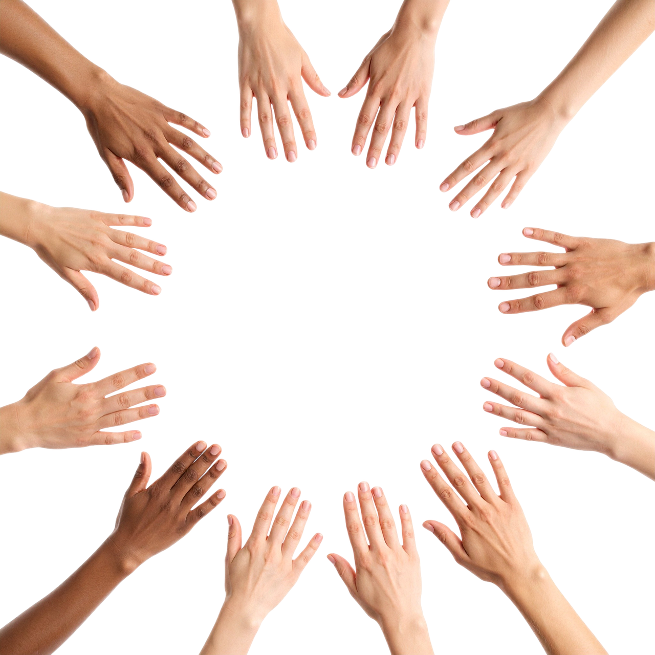 diverse hands joined together